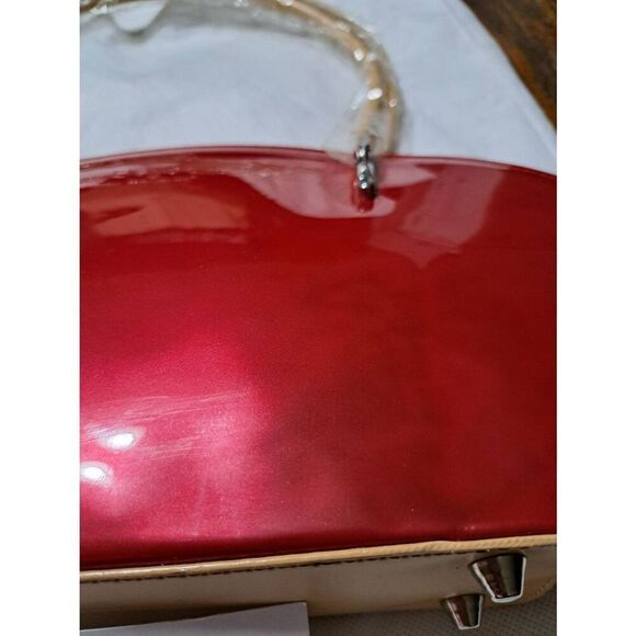 New Beijo Over the Moon Red Berry Tan Purse Handbag Shoulder Bag Pocket Book - Picture 2 of 12